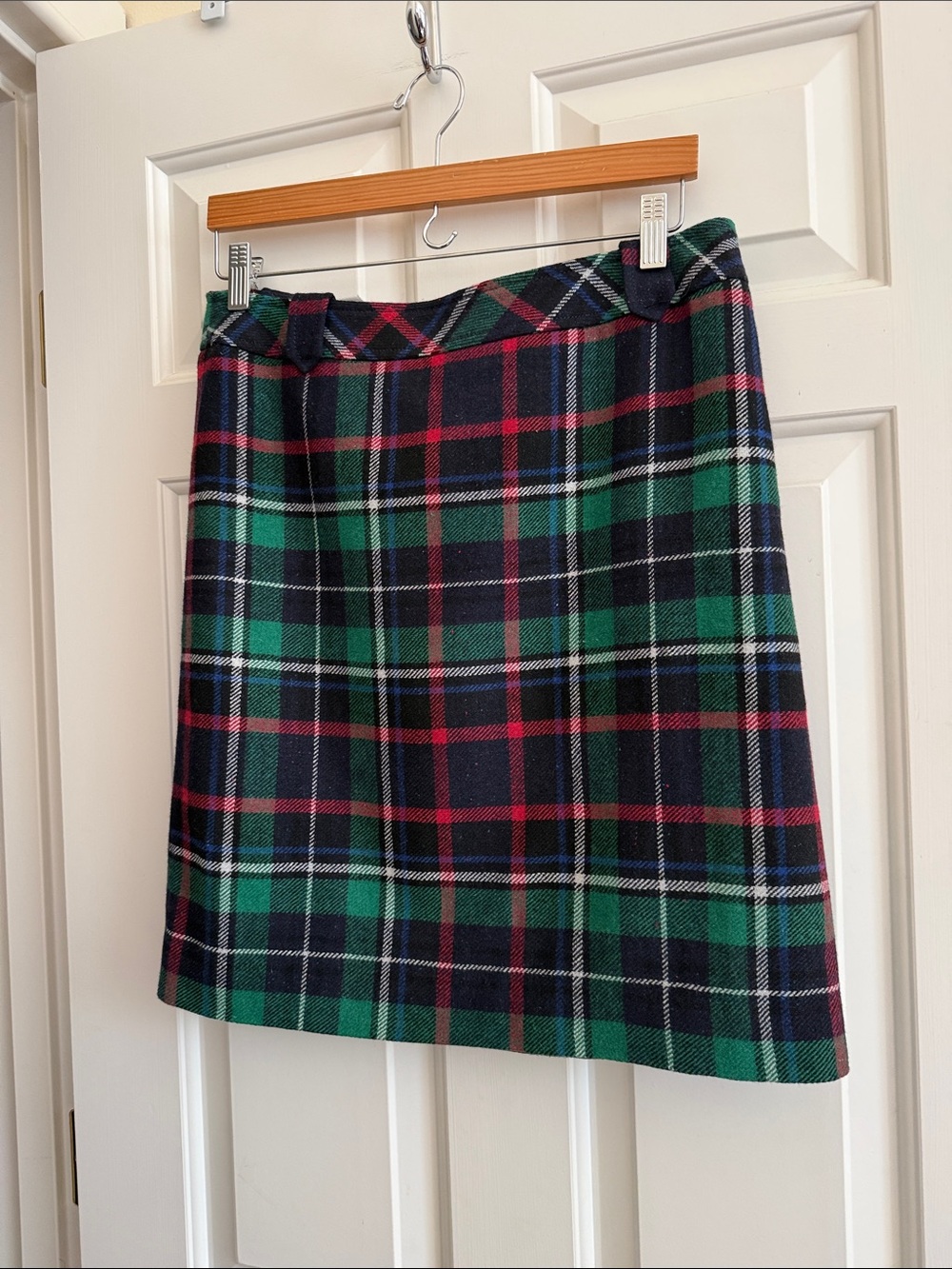 Talbots Green and Navy Plaid A-line Mini Skirt Collegiate preppy y2k - size 8